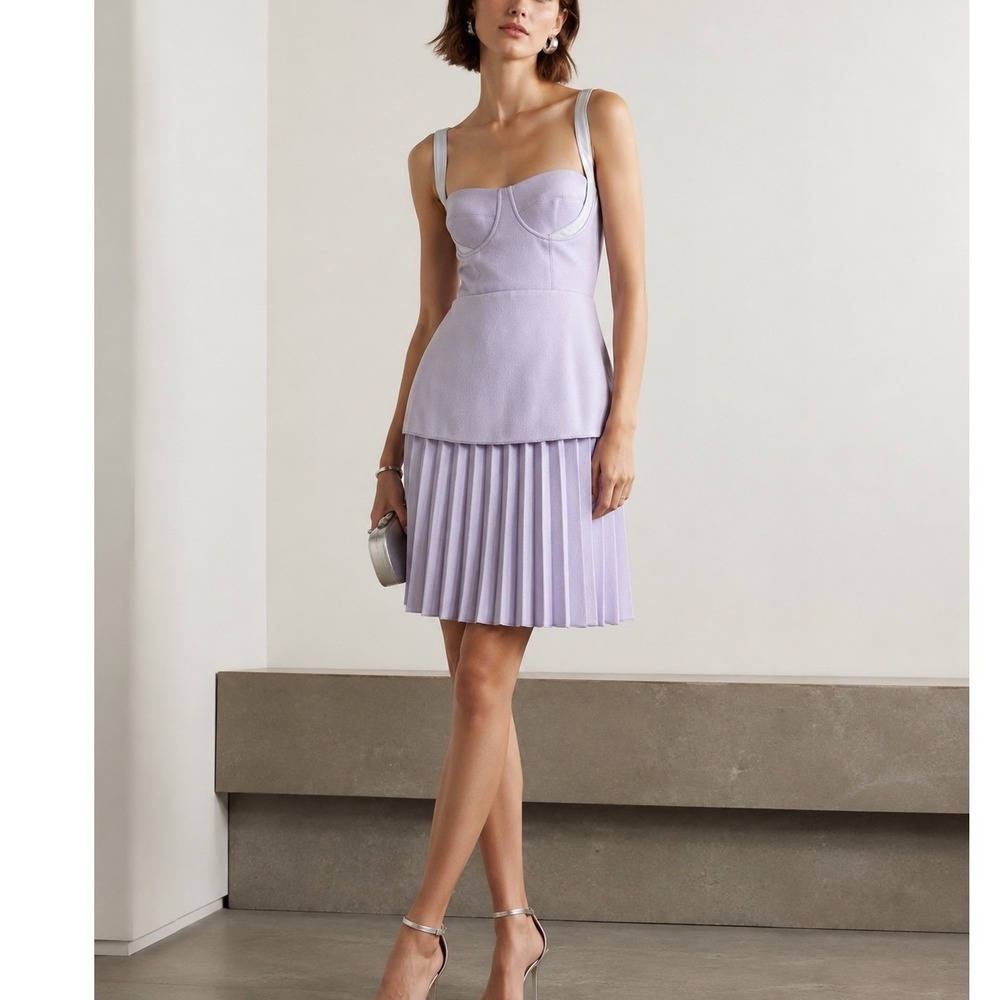 Dion Lee Bustier Pleated Mini Dress Lilac Purple US 4 Peplum Cocktail Dress
